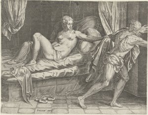 José y la esposa de Potifar de Cornelis Cort