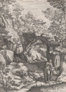 María Magdalena arrepentida en el desierto, 1573 de Cornelis Cort