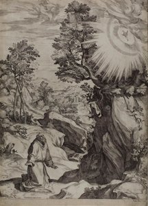 San Francisco penitente en un gran paisaje de Cornelis Cort