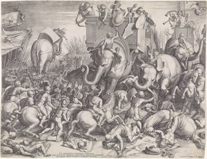 Batalla de Zama entre Escipión y Aníbal de Cornelis Cort