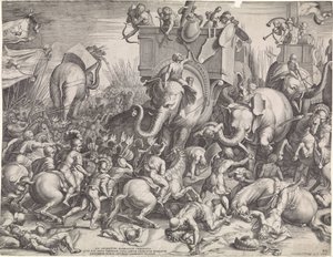 Batalla de Zama entre Escipión y Aníbal de Cornelis Cort
