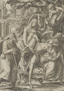 La Huida a Egipto, 1571 de Cornelis Cort