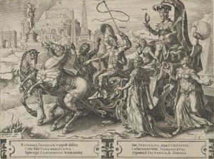 El triunfo del orgullo, del ciclo de las vicisitudes de los asuntos humanos, placa 3 de Cornelis Cort
