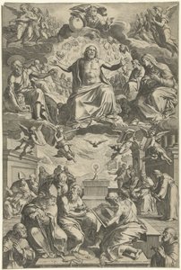Disputa entre los Padres de la Iglesia sobre el Santísimo Sacramento de Cornelis Cort