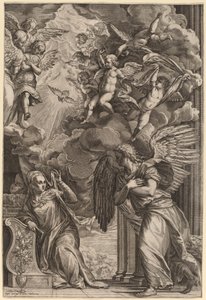 La Anunciación de Cornelis Cort after Titian