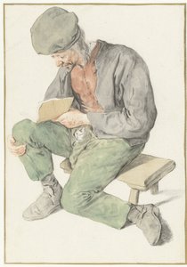Hombre sentado leyendo, de cara a la izquierda
Hombre sentado con un libro, girado hacia la izquierda de Cornelis Dusart