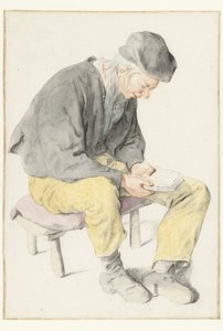 Hombre sentado leyendo, mirando hacia la derecha
Hombre sentado con un libro, girado hacia la derecha de Cornelis Dusart