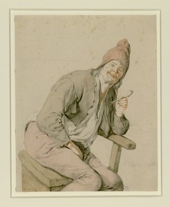Campesino sentado con una pipa en la mano de Cornelis Dusart