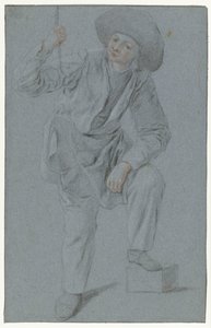 Niño de pie tirando de una cuerda de Cornelis Dusart
