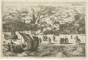 Vista de Scheveningen desde el mar Schevelinck (título sobre objeto) de Cornelis Elandts