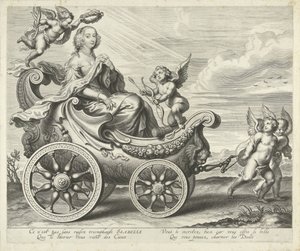 Clara Isabella de Ligne-Arenberg (?) en un carro triunfal de Cornelis Galle (I)