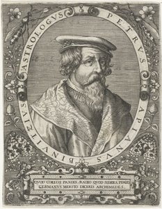 Retrato de Pedro Apiano Petrus Apianus Binuitzius (título sobre el objeto) de Cornelis Galle (I)