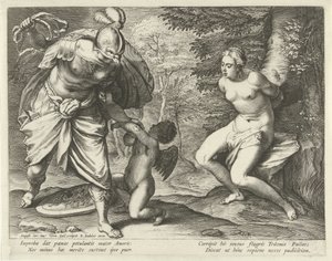 Venus atada a un árbol y Amor castigado por Minerva de Cornelis Galle (I)