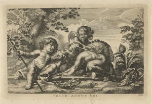 Juan el Bautista y el Niño Jesús con Cordero y Ángel de Cornelis Galle (II)