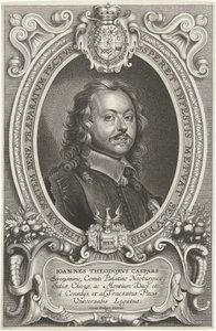 Portret de Johann Theodor Caspars Los más famosos embajadores del nombre cristiano para pacificar el mundo, el Monasterio y Osnabruga (...) (título de la serie) de Cornelis Galle (II)