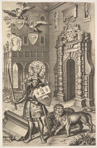 Retrato alegórico del Conde Tassis, ilustración de Jean Jacques Chifflet, Les marques ..., 1645