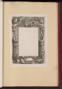 Ilustración de borde con dos putti y frutas de Cornelis Galle I
