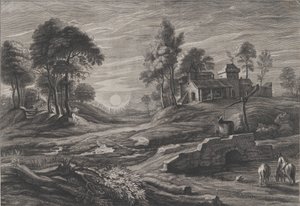 Paisaje con pozo de Cornelis Galle I