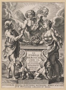 Página de título para Silvester Pietrasanta, De Symbolis Heroicis de Cornelis Galle I after Sir Peter Paul Rubens