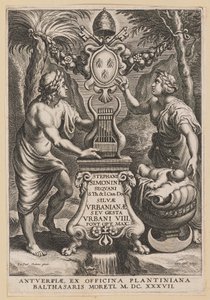 Página de Título para Stephanus Simonini, Silvae Urbaninae de Cornelis Galle I after Sir Peter Paul Rubens
