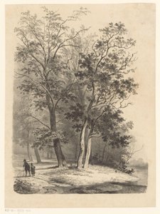 Dos figuras caminando en un bosque de Cornelis Gerrit Verburgh