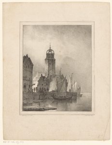 Muelle de veleros en la ciudad de Cornelis Gerrit Verburgh