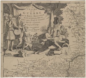 Mapa de la región este y sur de Bruselas y el condado de Namur (hoja superior izquierda) Carte de la Meuse ou Téâtre de la Guerre sur le Rhein, Moessele, Mayn, le Necker, Meuse avec les pais voisins (título sobre el objeto)