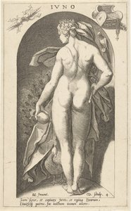 Juno con pavo real Ivno (título sobre objeto) Dioses antiguos (título de la serie) de Cornelis Jacobsz. Drebbel