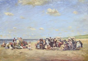 En la playa (óleo sobre tabla) de Cornelis Koppenol
