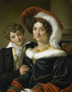 Rudolphina Wilhelmina Elizabeth de Sturler, segunda esposa del Conde Johannes van den Bosch, con su hijo Richard Leeuwenhart de Cornelis Kruseman