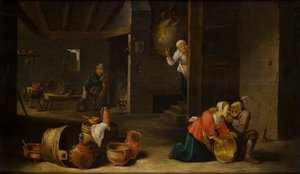 Unpleasant Surprise (Mismatched Couple) (óleo sobre tabla) de Cornelis Mahu