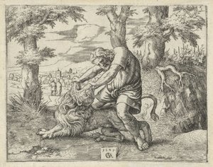 Sansón mata al león Historia de Sansón (título de la serie) de Cornelis Massijs