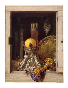 Platería en un armario abierto (óleo sobre lienzo)