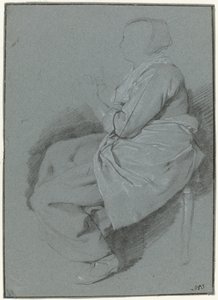 Mujer sentada, de perfil a la izquierda, con delantal de Cornelis Pietersz. Bega