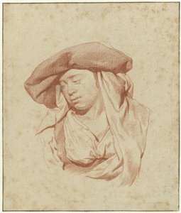estudio de una mujer, longitud del busto, ligeramente mirando hacia la izquierda y mirando hacia abajo de Cornelis Pietersz. Bega