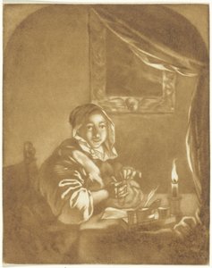 Dama a la luz de las velas de Cornelis Ploos van Amstel (signed by artist)