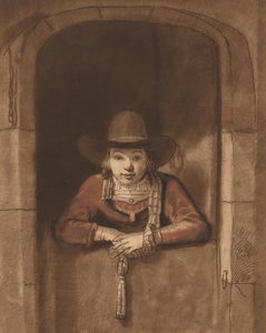 Niño Apoyado sobre una Puerta Baja, 1763, publicado 1765 de Cornelis Ploos van Amstel