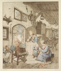 Lector de periódicos en el interior de Cornelis Ploos van Amstel