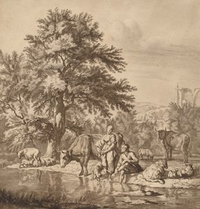 Pastor y pastora con su rebaño, 1763, publicado 1765 de Cornelis Ploos van Amstel