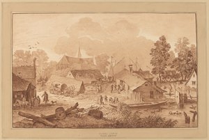 Pueblo con estanque de Cornelis Ploos van Amstel