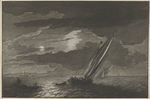 Marina con luna llena de Cornelis Ploos van Amstel