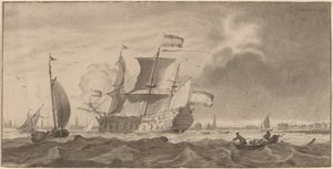 Buque de guerra en el Y de Cornelis Ploos van Amstel and Bernhard Schreuder, after Ludolf Backhuysen