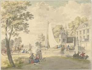Escena terrestre de verano con embarcaciones de recreo de Cornelis Pronk