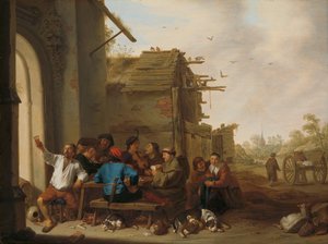 Figuras ante una posada de pueblo
Una compañía de gente del campo de Cornelis Saftleven