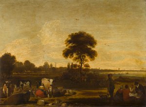 Paisaje con pastores y ganado de Cornelis Saftleven