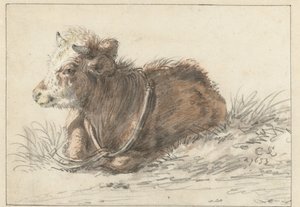 Pantorrilla reclinada, izquierda de Cornelis Saftleven