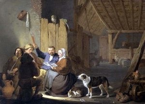 Campesino Bebiendo en un Granero, 1634 de Cornelis Saftleven
