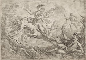 Nessus es alcanzado por el dardo envenenado de Hércules.