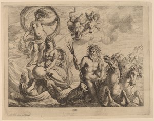 Neptuno con dos caballos en el mar de Cornelis Schut I