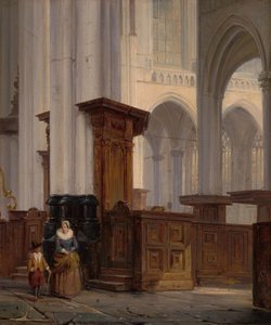 Holandés: Interior de una iglesia gótica Interior de una iglesia gótica de Cornelis Springer